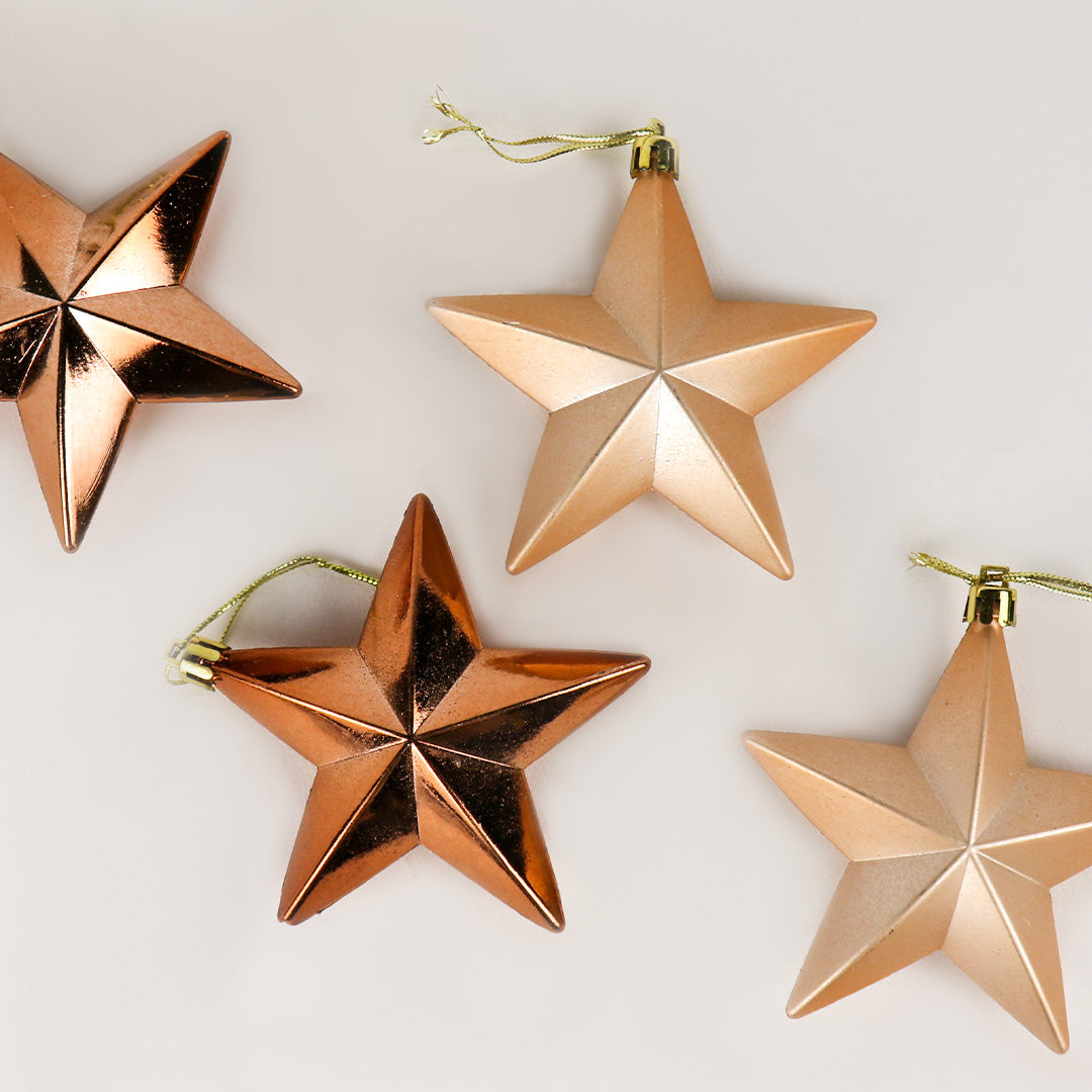 Star 9cm 4pc pack - pink , brown , blue & silver BA017