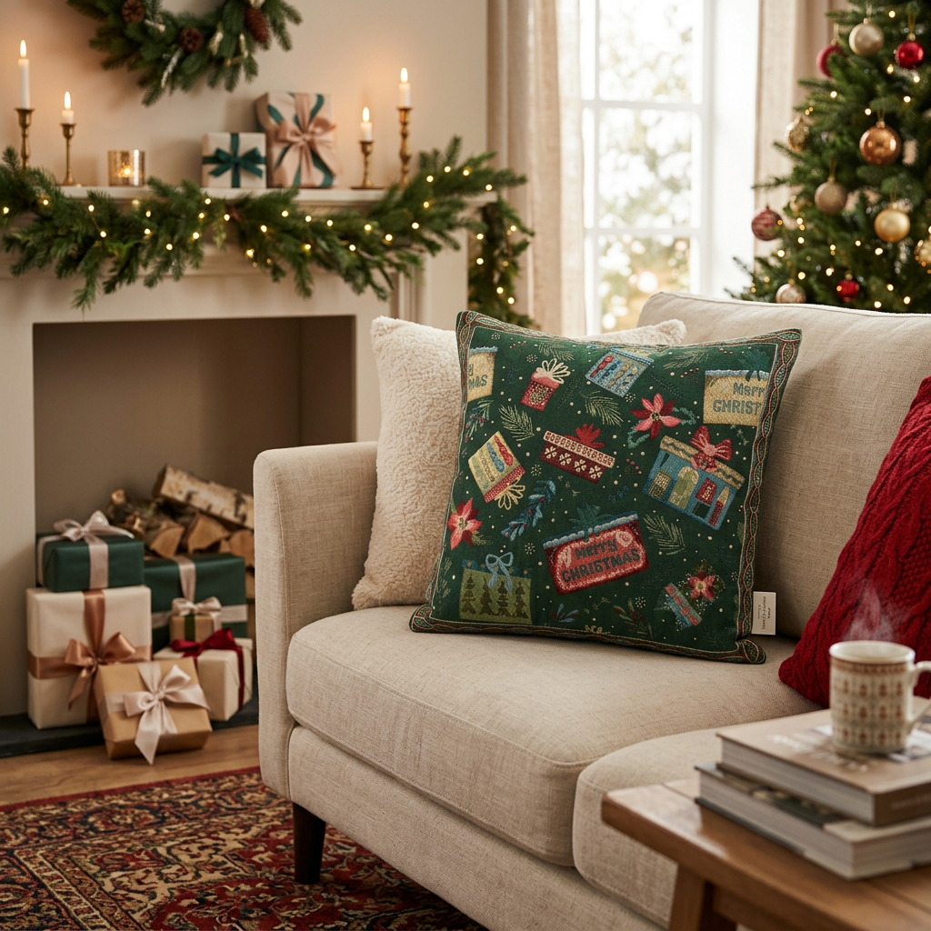 Festive Patchwork Cushion Cover