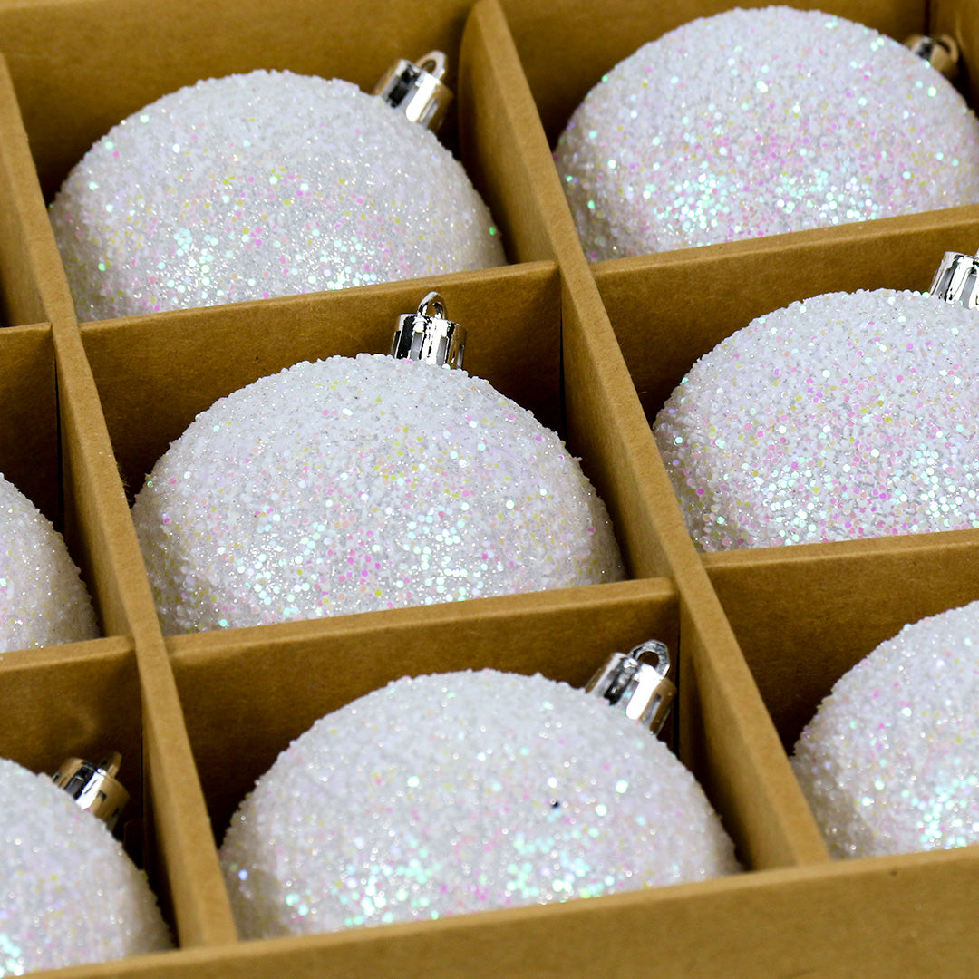 8cm White Bauble pack