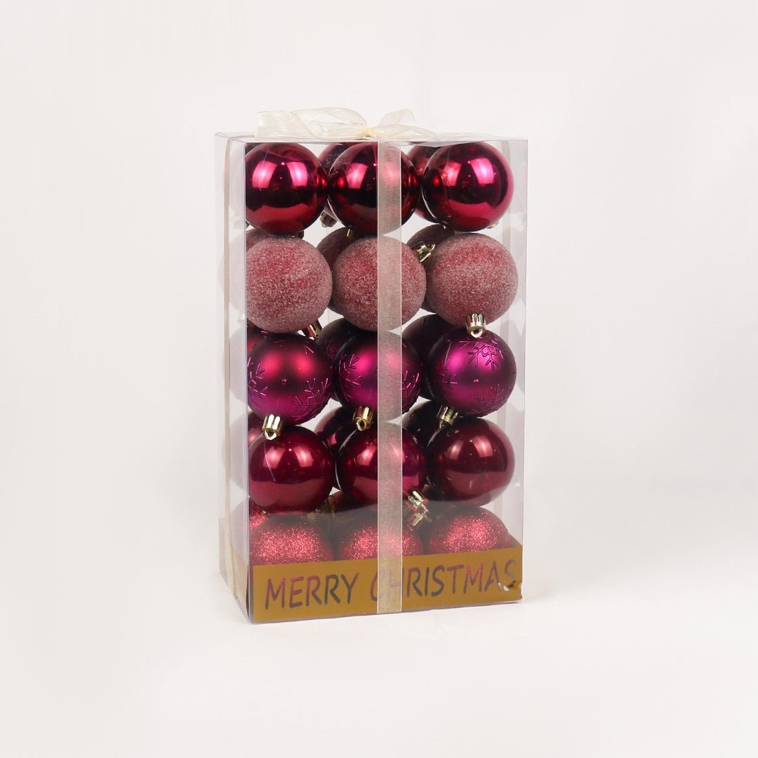 6cm 30pc bauble pack - maroon BA059