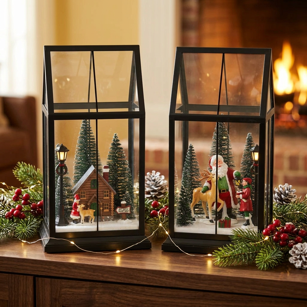 Festive Pane Glass Lantern