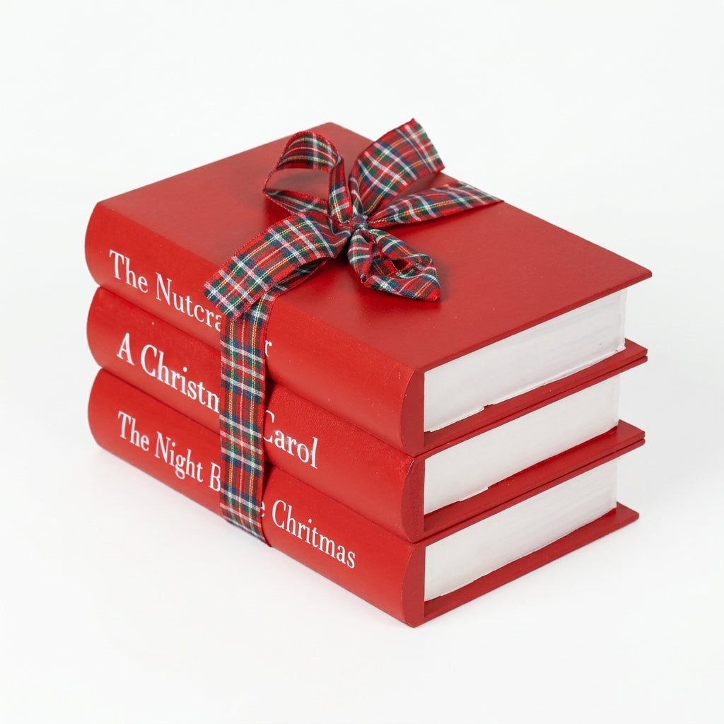 Crimson Christmas Book Stack