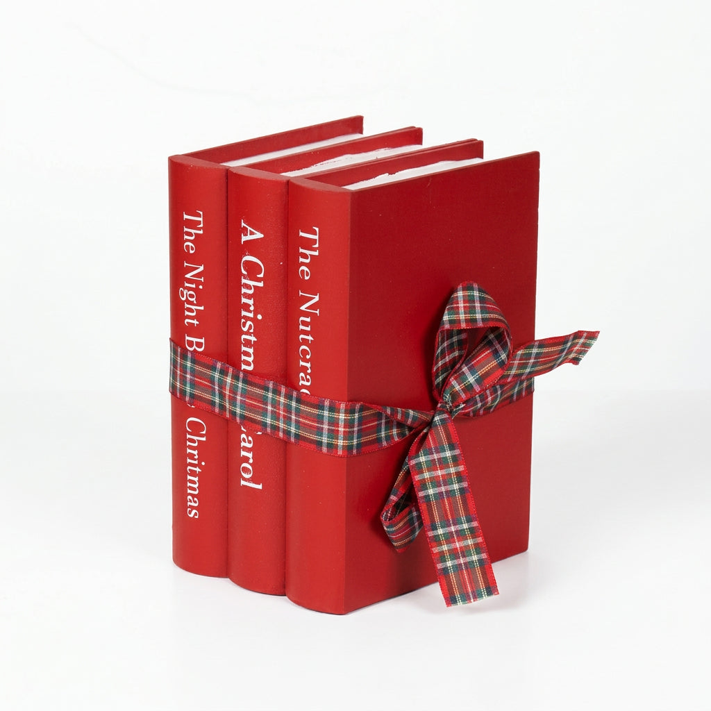 Crimson Christmas Book Stack