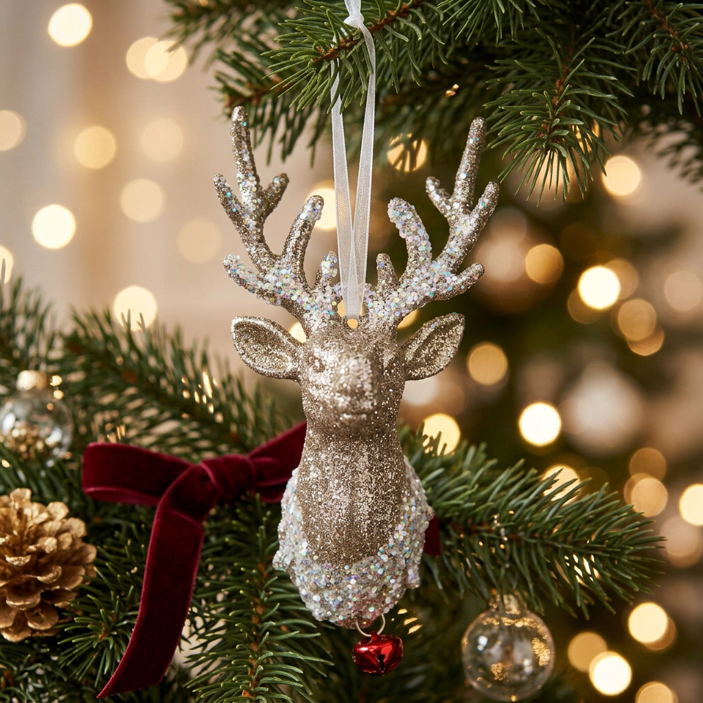Golden Reindeer Head Pendant