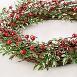 Load image into Gallery viewer, Green Red Dusted wreath 50cm WR003
