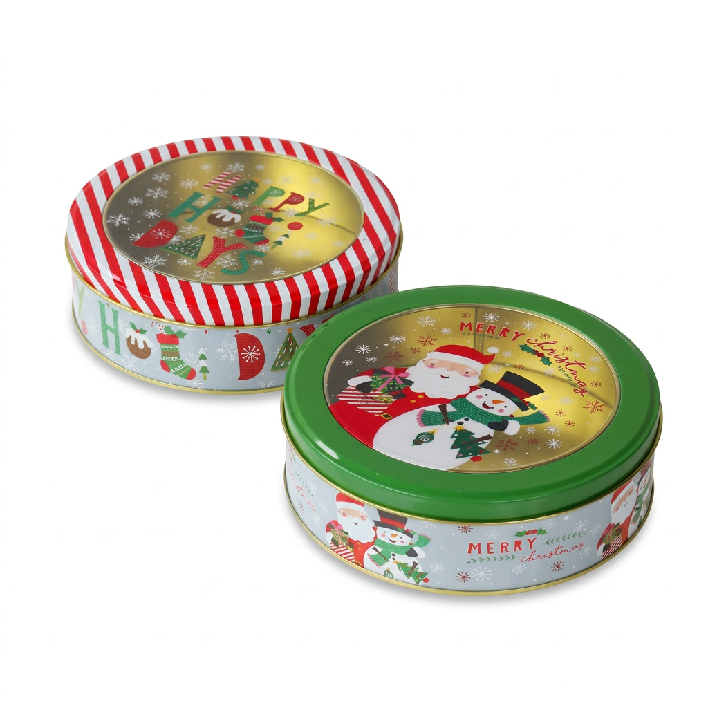 Round Christmas Story Tin