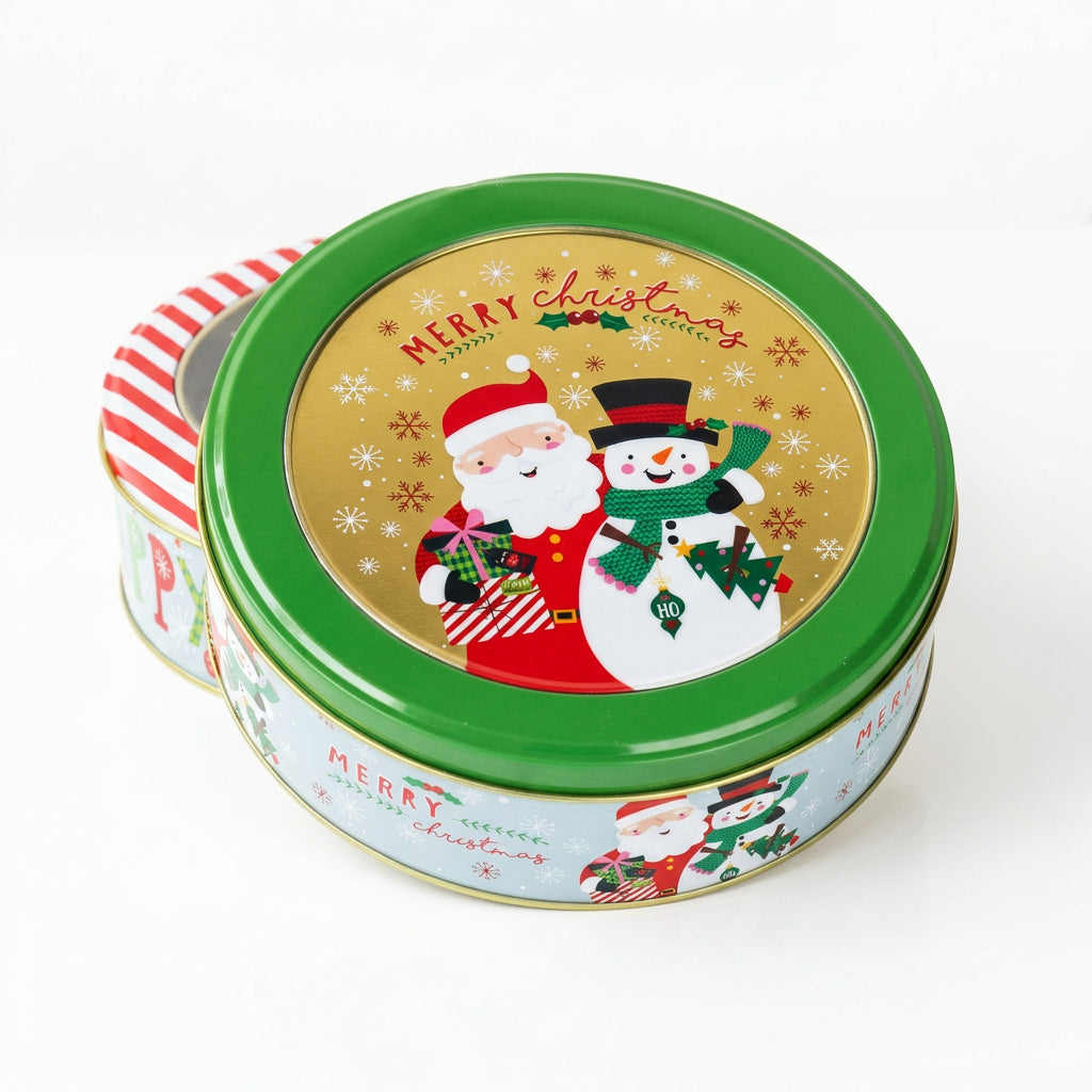 Round Christmas Story Tin