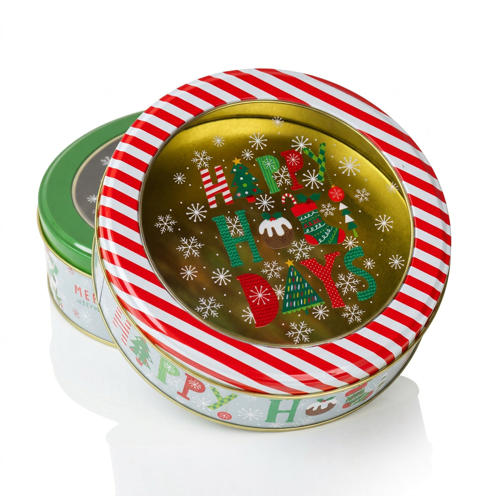 Round Christmas Story Tin