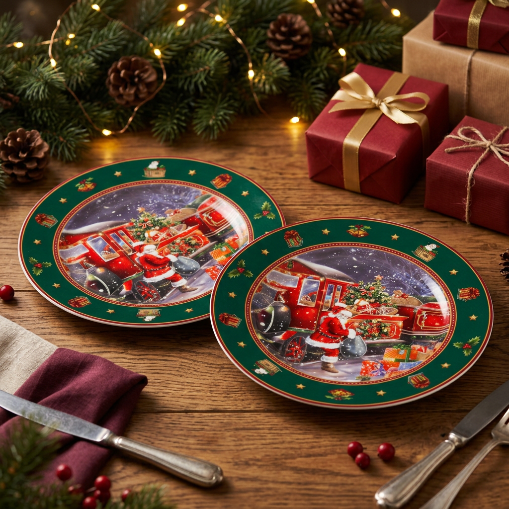 Christmas Eve Village Plates
