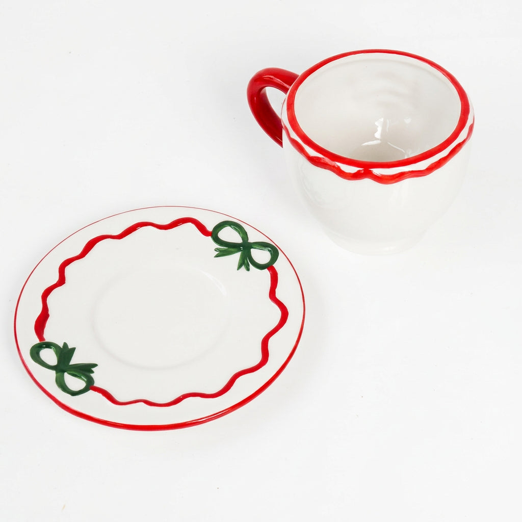 Santa Ribbon Teacup Duo