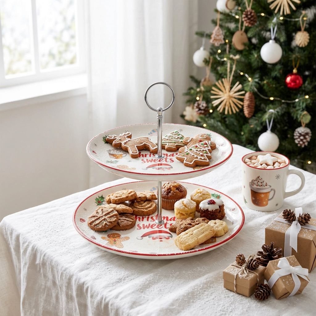 2 Tier Christmas Serving Tray