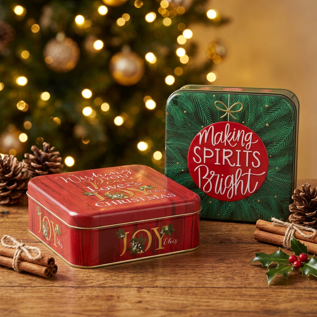 Christmas Wishes Square Tin