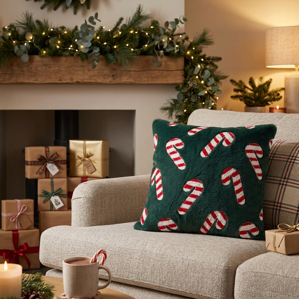 Candy Cane Cushion Cover
