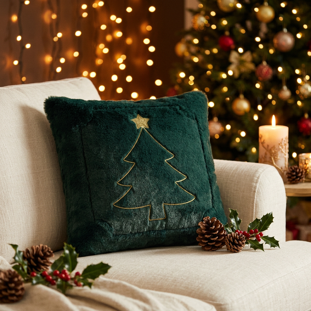 Golden Evergreen Cushion Cover