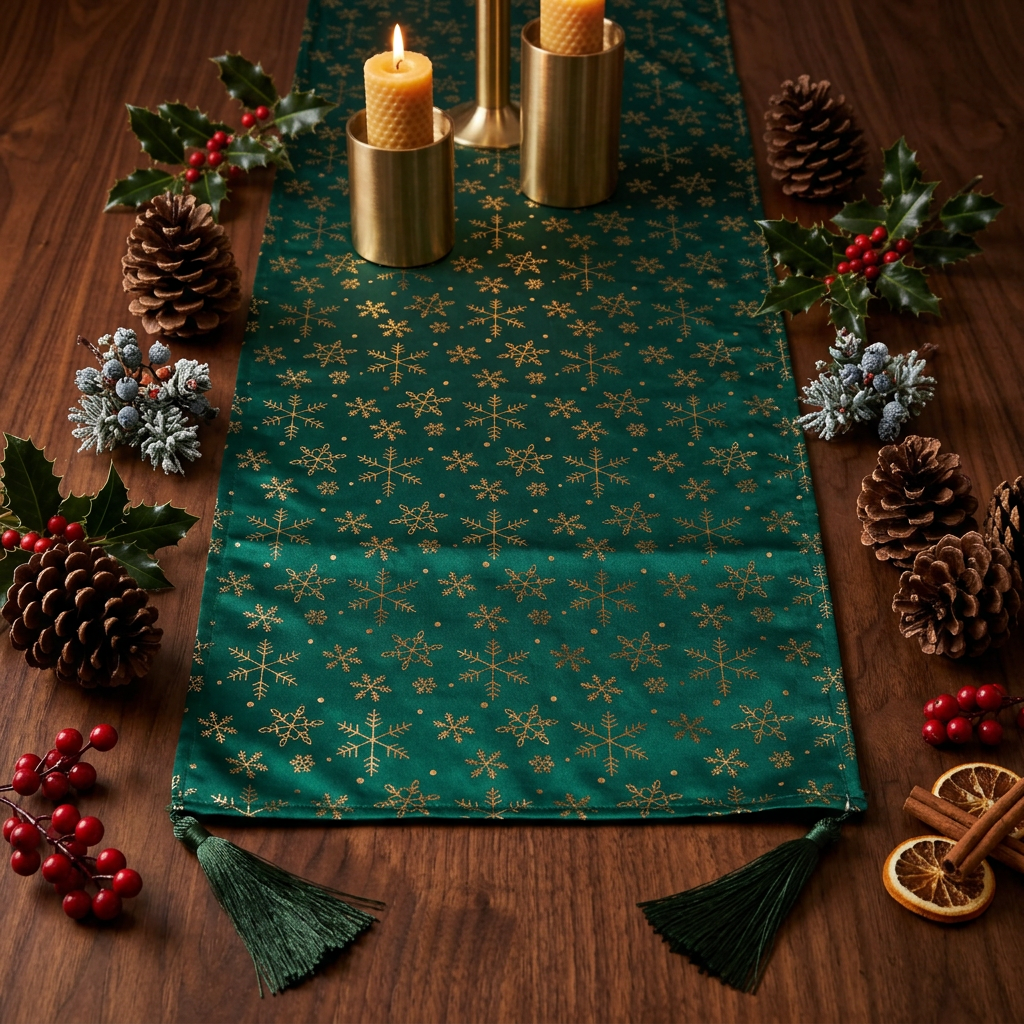 Emerald Snowflake Table Runner