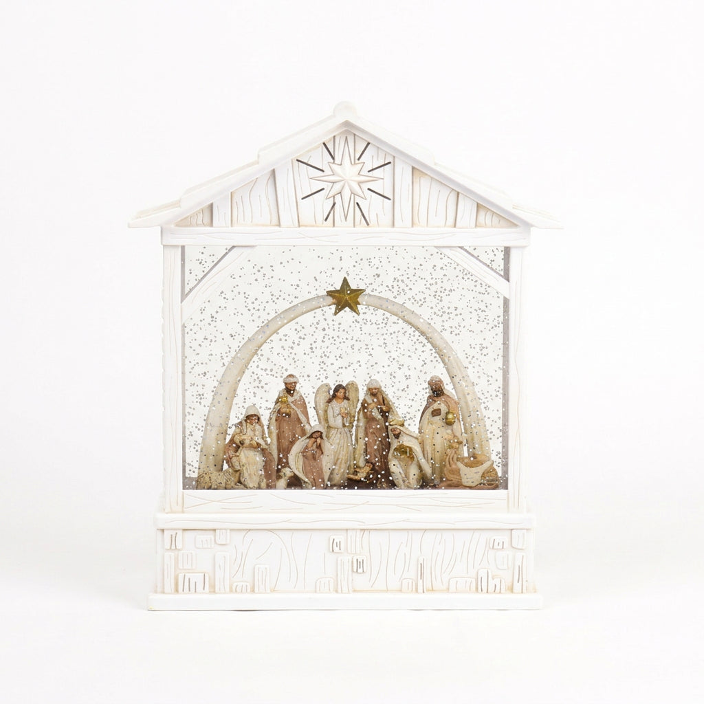 Ivory Nativity Snow Lantern