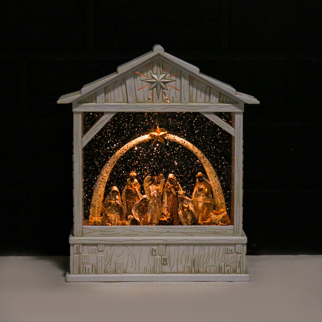 Ivory Nativity Snow Lantern