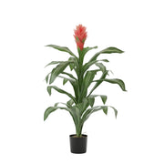 Artificial Bromeliad with Red Flower