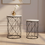 Black Marble-Top Side Table