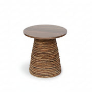 Brown Woven Wood-Top Table