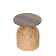 Woven Wood-Top Drum Table