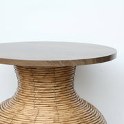 Woven Wood-Top Drum Table