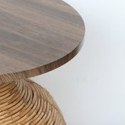 Woven Wood-Top Drum Table