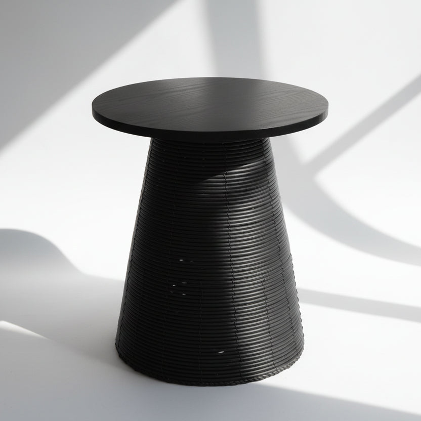 Synthetic wood top table black