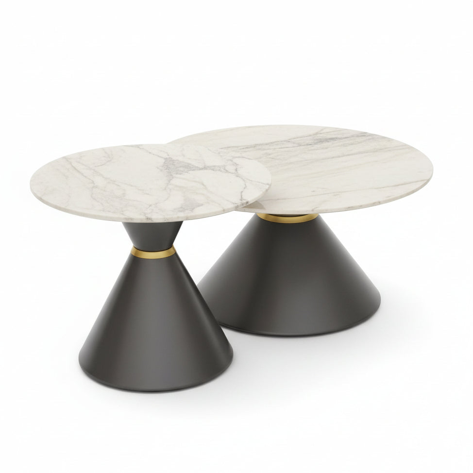 Round Marble Top Grey Table Set