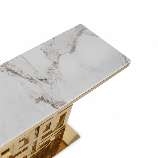 Rectangle Marble top Gold Base Console Table
