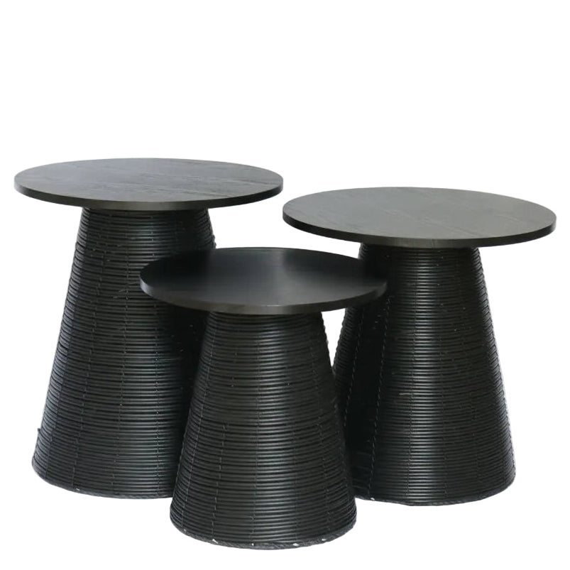 Synthetic Wood Top Table Black