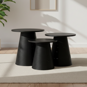 Black Woven Wood-Top Table