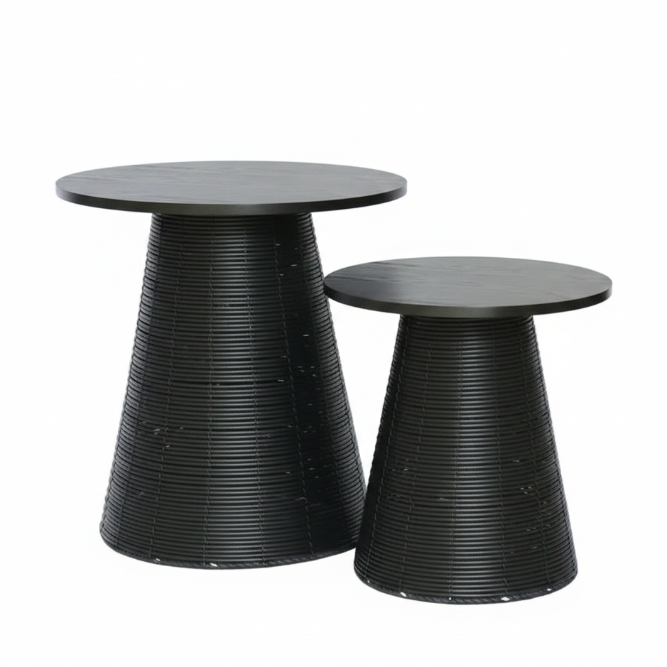 Synthetic Wood Top Table Black