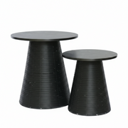 Black Woven Wood-Top Table