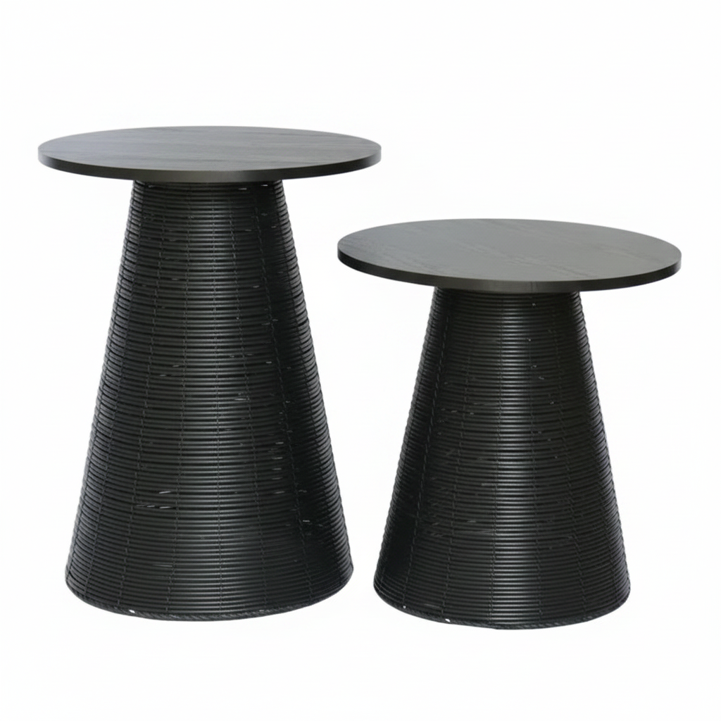 Synthetic Wood Top Table Black