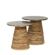 Brown Woven Wood-Top Table