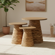 Brown Woven Wood-Top Table