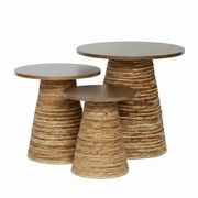Brown Woven Wood-Top Table