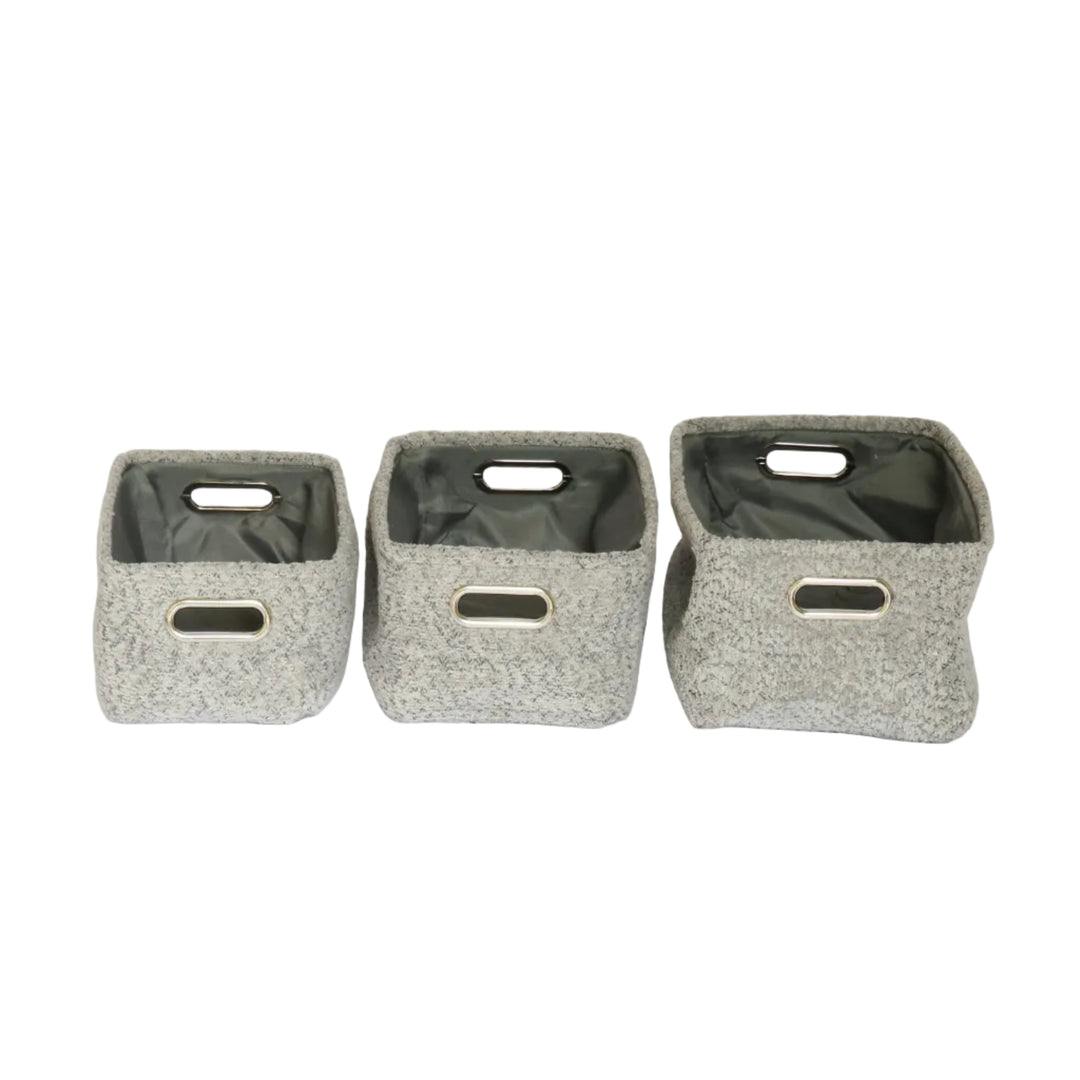 Grey Textured Storage Basket