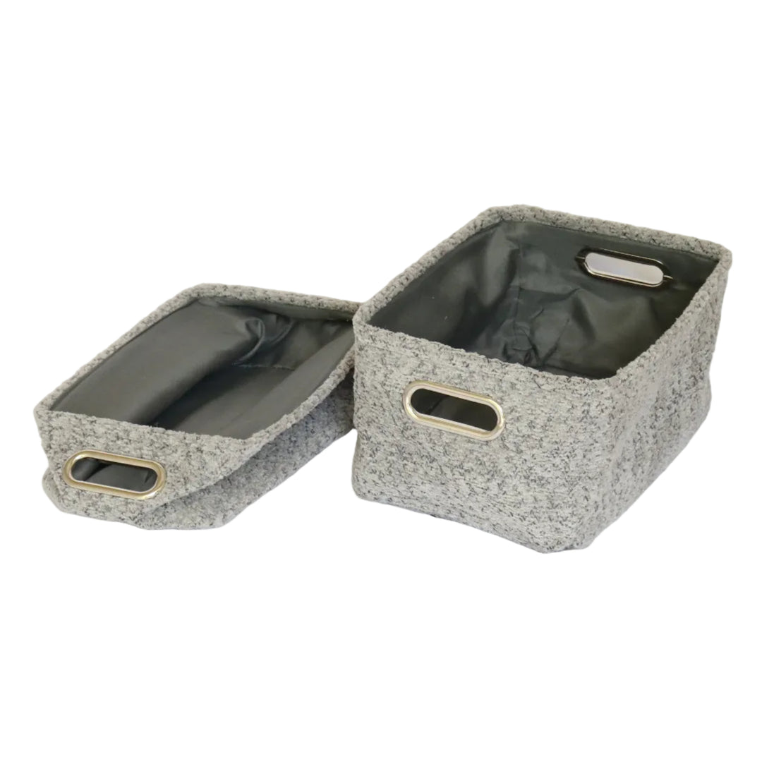 Grey Textured Storage Basket