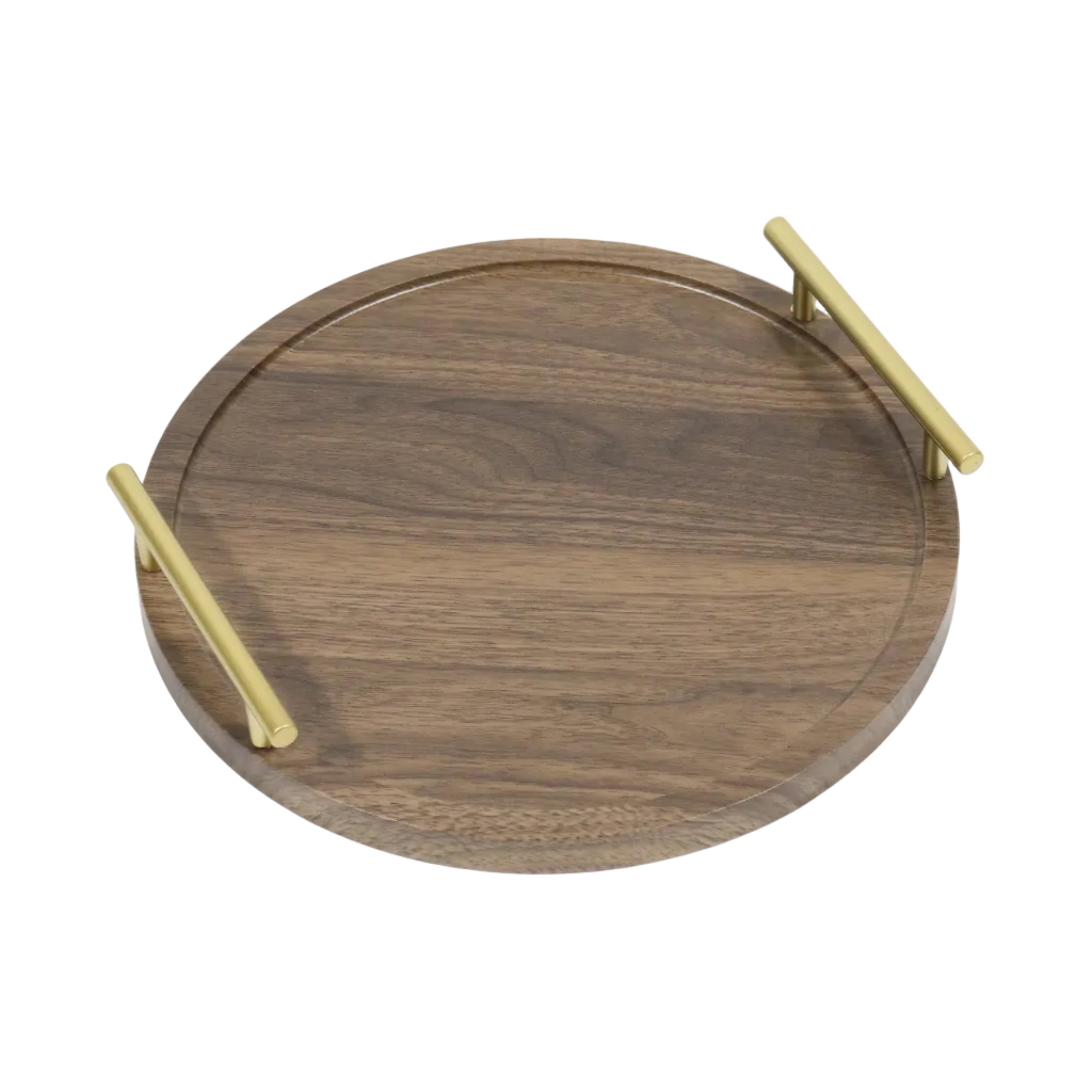 Round Wooden Tray With Handles