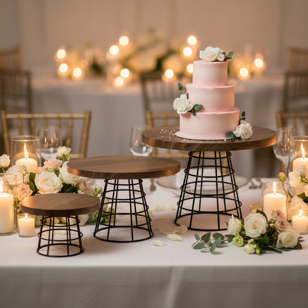 Wood Top Cake stand