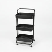 Black Three-Tier Plastic Trolley
