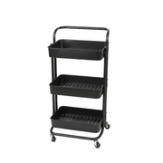 Black Three-Tier Plastic Trolley