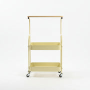3 Tier Rolling Wood Top Cart Yellow