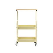 3 Tier Rolling Wood Top Cart Yellow