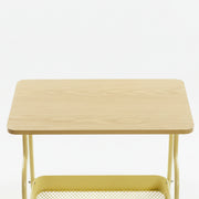 3 Tier Rolling Wood Top Cart Yellow