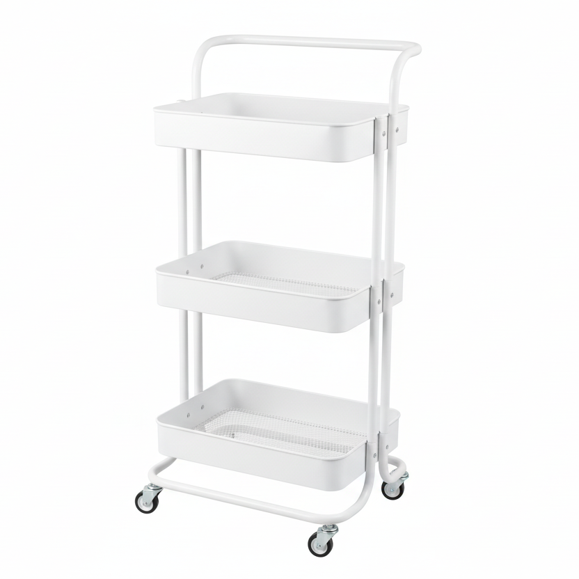 White Steel Trolley Rack