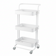 White Three-Tier Steel Trolley