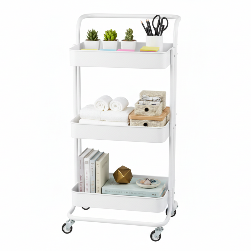 White Steel Trolley Rack